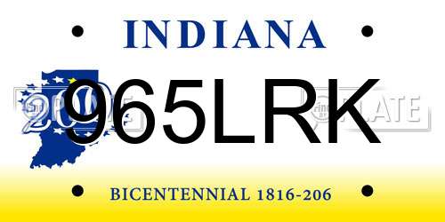 965LRK Indiana License Plate