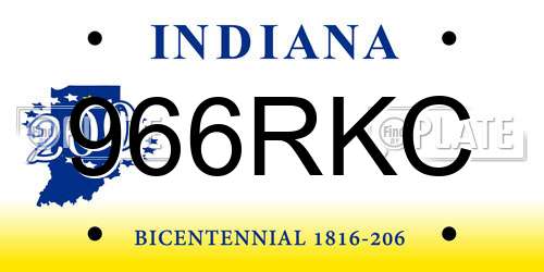 966RKC Indiana License Plate