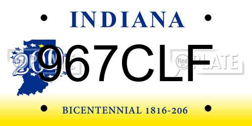 967CLF Indiana License Plate