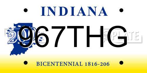 967THG Indiana License Plate