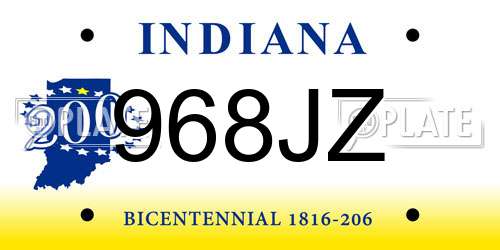 968JZ Indiana License Plate