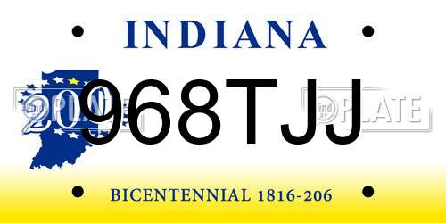 968TJJ Indiana License Plate