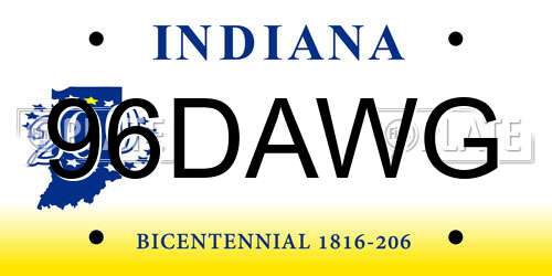 96DAWG Indiana License Plate