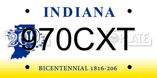 970CXT Indiana License Plate