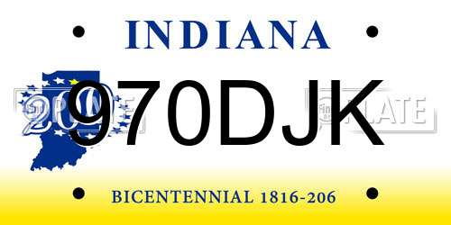 970DJK Indiana License Plate