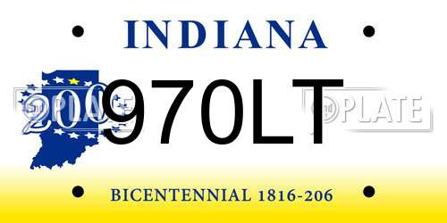 970LT Indiana License Plate