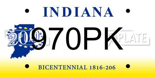 970PK Indiana License Plate