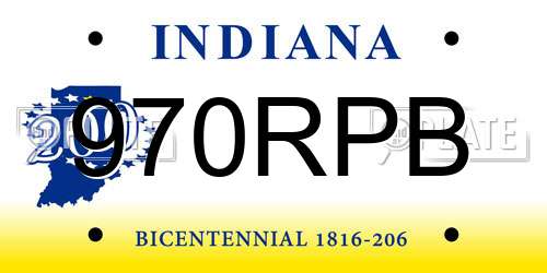 970RPB Indiana License Plate