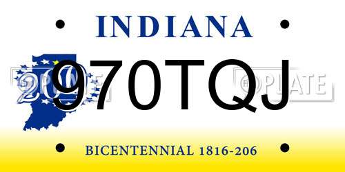 970TQJ Indiana License Plate