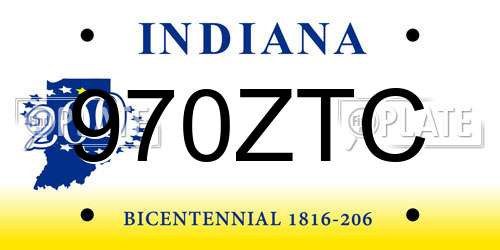 970ZTC Indiana License Plate