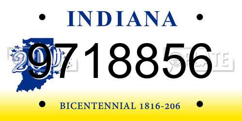 9718856 Indiana License Plate
