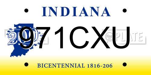 971CXU Indiana License Plate