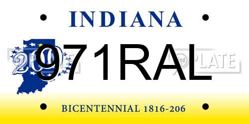 971RAL Indiana License Plate