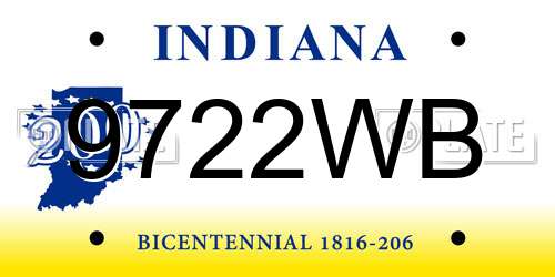 9722WB Indiana License Plate