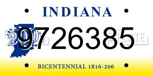 9726385 Indiana License Plate