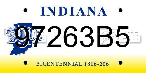 97263B5 Indiana License Plate