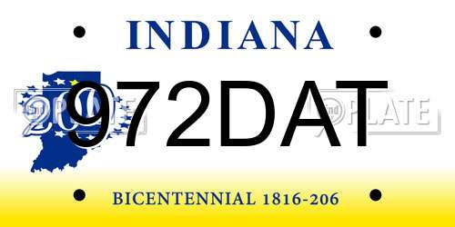 972DAT Indiana License Plate