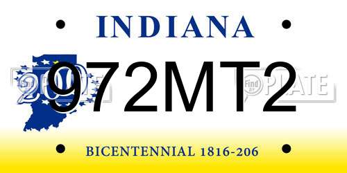 972MT2 Indiana License Plate