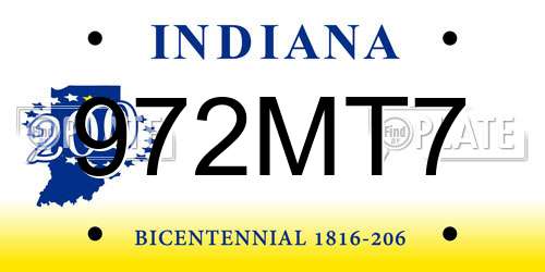 972MT7 Indiana License Plate