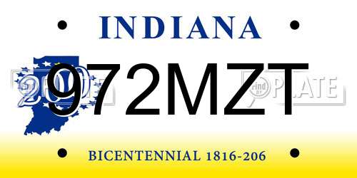 972MZT Indiana License Plate