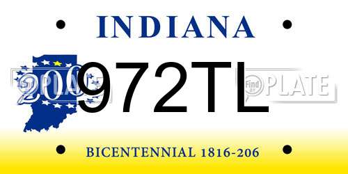 972TL Indiana License Plate