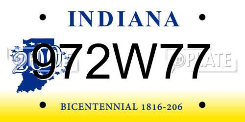 972W77 Indiana License Plate