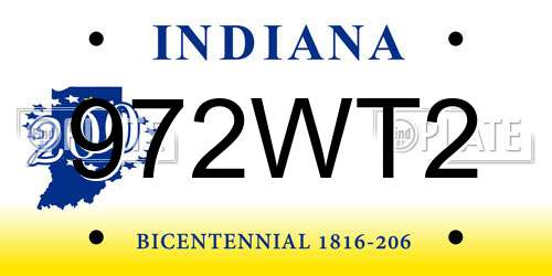 972WT2 Indiana License Plate