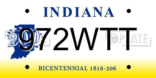 972WTT Indiana License Plate