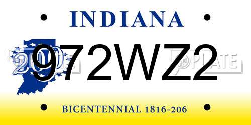 972WZ2 Indiana License Plate