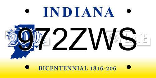 972ZWS Indiana License Plate