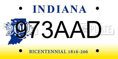 973AAD Indiana License Plate