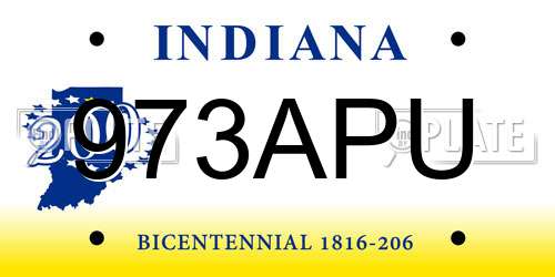 973APU Indiana License Plate