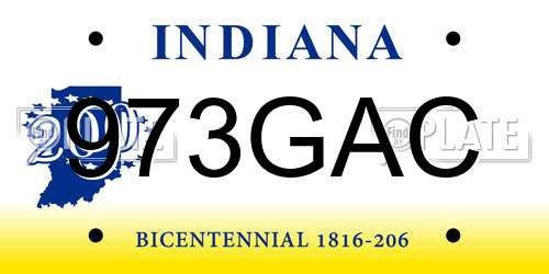 973GAC Indiana License Plate