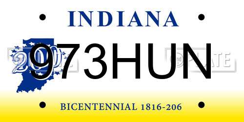 973HUN Indiana License Plate