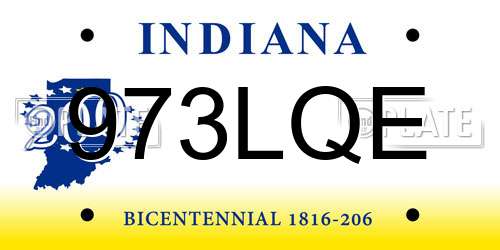 973LQE Indiana License Plate