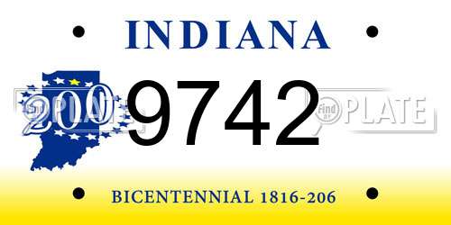 9742 Indiana License Plate