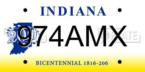 974AMX Indiana License Plate