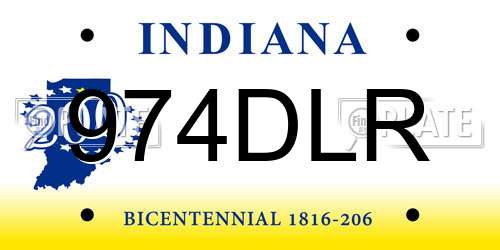 974DLR Indiana License Plate