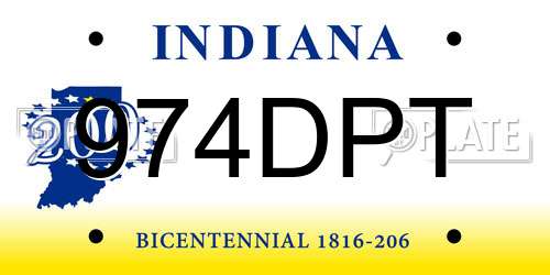 974DPT Indiana License Plate