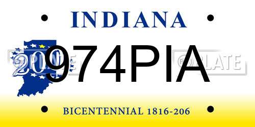 974PIA Indiana License Plate