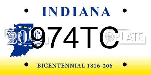 974TC Indiana License Plate