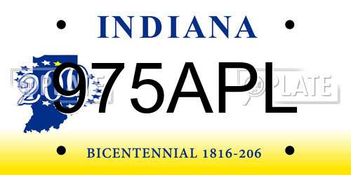 975APL Indiana License Plate