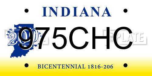 975CHC Indiana License Plate