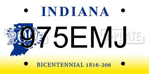 975EMJ Indiana License Plate