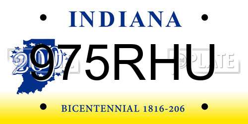 975RHU Indiana License Plate