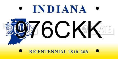 976CKK Indiana License Plate
