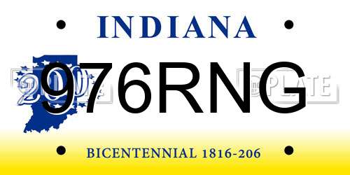 976RNG Indiana License Plate