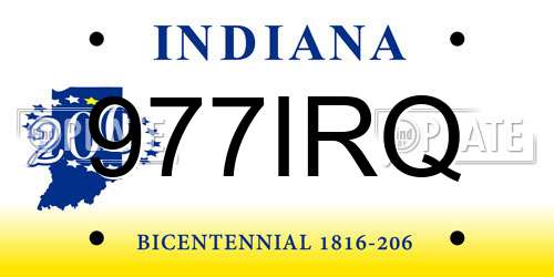 977IRQ Indiana License Plate