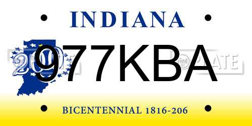 977KBA Indiana License Plate