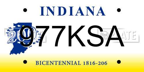 977KSA Indiana License Plate